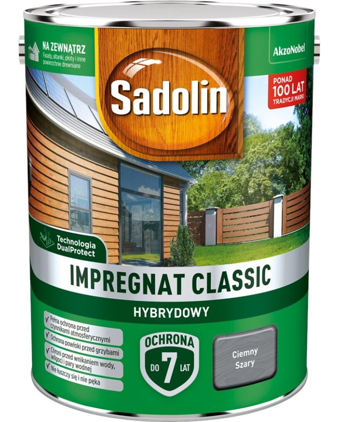AKZO Sadolin Classic Hybrydowy Ciemny Szary 4,5L - Farba do wnętrz