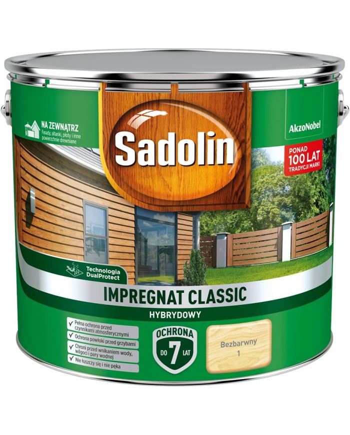 AKZO Sadolin Classic Hybrydowy Bezbarwny 9L - Wysoka Jakość