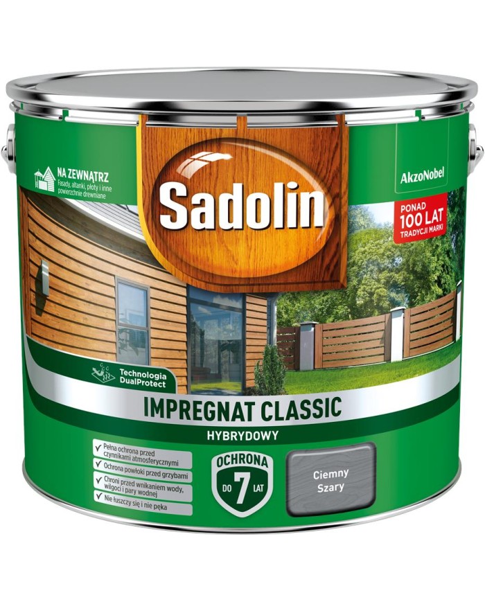 AKZO Sadolin Classic Hybrydowy Ciemny Szary 9L - Farba do wnętrz