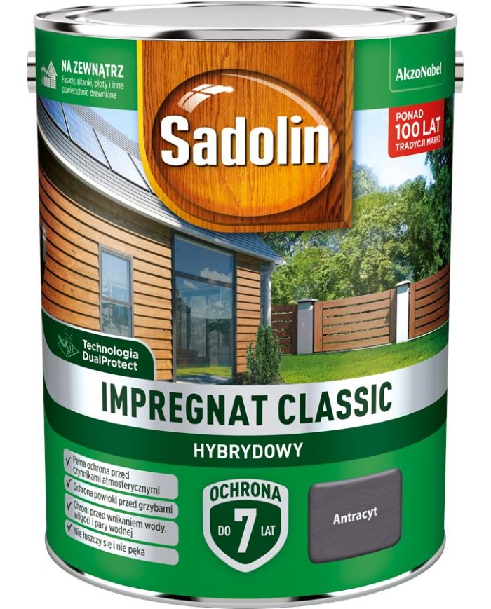 AKZO Sadolin Classic Hybrydowy Antracyt 4,5L - Farba do wnętrz AKZO Sadolin Classic Hybrydowy Antracyt 4,5L - Farba do wnętrz