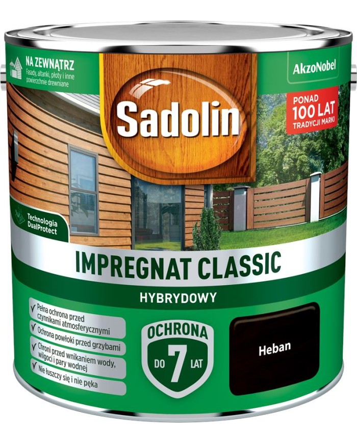 AKZO Sadolin Classic Hybrydowy Heban 2,5L - Farba do drewna AKZO Sadolin Classic Hybrydowy Heban 2,5L - Farba do drewna
