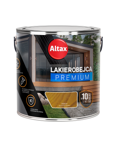 ALTAX Lakierobejca Premium 2,5L - Orzech | Najlepsza Ochrona Drewna ALTAX Lakierobejca Premium 2,5L - Orzech | Najlepsza Ochrona Drewna