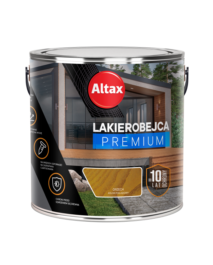 ALTAX Lakierobejca Premium 2,5L - Orzech | Najlepsza Ochrona Drewna ALTAX Lakierobejca Premium 2,5L - Orzech | Najlepsza Ochrona Drewna