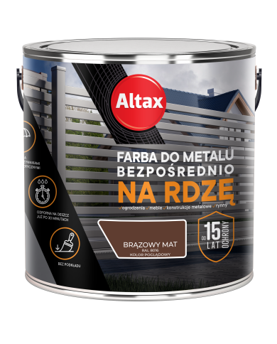 Altax Farba do metalu 2,5L Brąz mat - Wysoka jakość i trwałość Altax Farba do metalu 2,5L Brąz mat - Wysoka jakość i trwałość