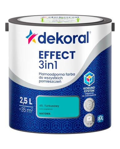 PPG DEKORAL EFFECT Turkusowy 2,5L - Farba do wnętrz wysokiej jakości PPG DEKORAL EFFECT Turkusowy 2,5L - Farba do wnętrz wysokiej jakości