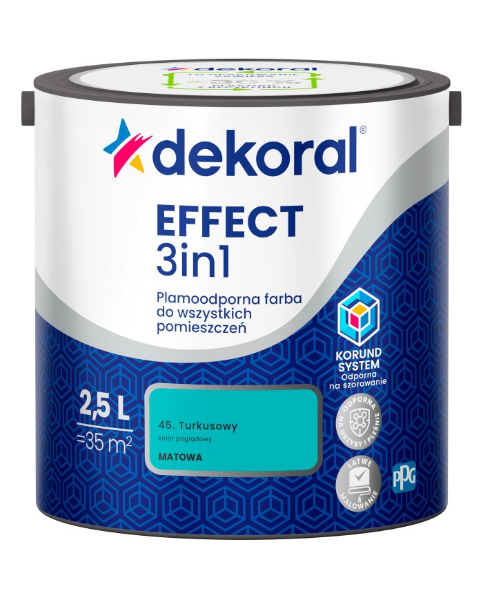 PPG DEKORAL EFFECT Turkusowy 2,5L - Farba do wnętrz wysokiej jakości PPG DEKORAL EFFECT Turkusowy 2,5L - Farba do wnętrz wysokiej jakości