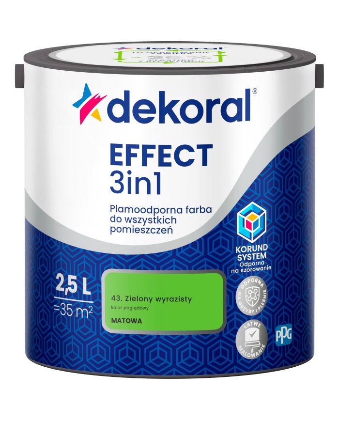 PPG DEKORAL EFFECT Zielony Wyrazisty 2,5L - Farba do Wnętrz PPG DEKORAL EFFECT Zielony Wyrazisty 2,5L - Farba do Wnętrz