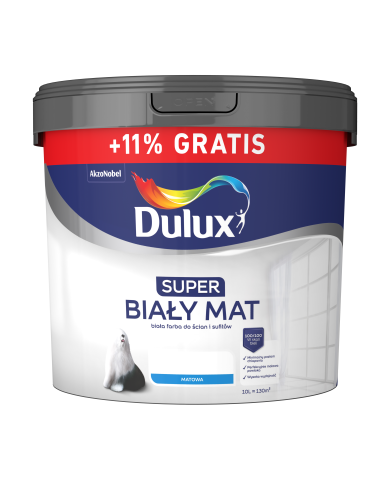 AKZO Dulux Super Biały Mat 10L - Promocja na farby! AKZO Dulux Super Biały Mat 10L - Promocja na farby!