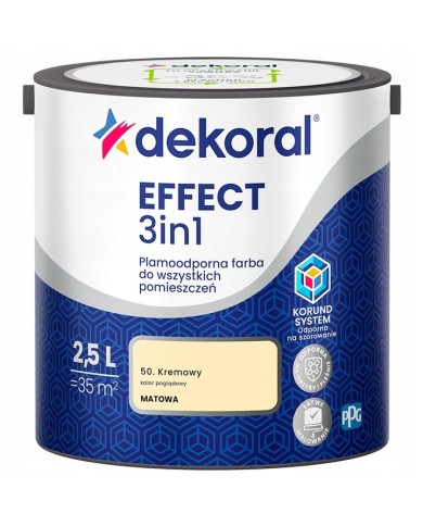 PPG DEKORAL EFFECT Kremowy 2,5L - Farba do wnętrz wysokiej jakości PPG DEKORAL EFFECT Kremowy 2,5L - Farba do wnętrz wysokiej jakości