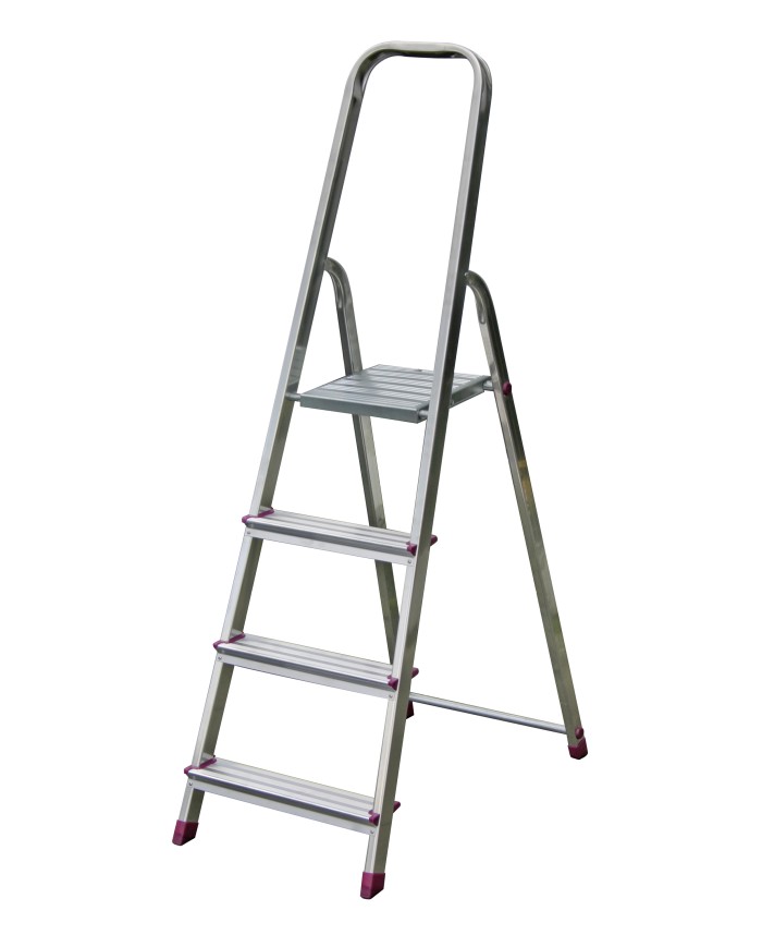 Drabina aluminiowa 4-stopniowa CORDA 705 - wolnostojąca, składana Drabina aluminiowa 4-stopniowa CORDA 705 - wolnostojąca, składana