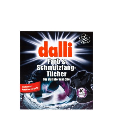 DALLI 10szt Chusteczki do prania ciemnych tkanin - Skuteczna ochrona DALLI 10szt Chusteczki do prania ciemnych tkanin - Skuteczna ochrona