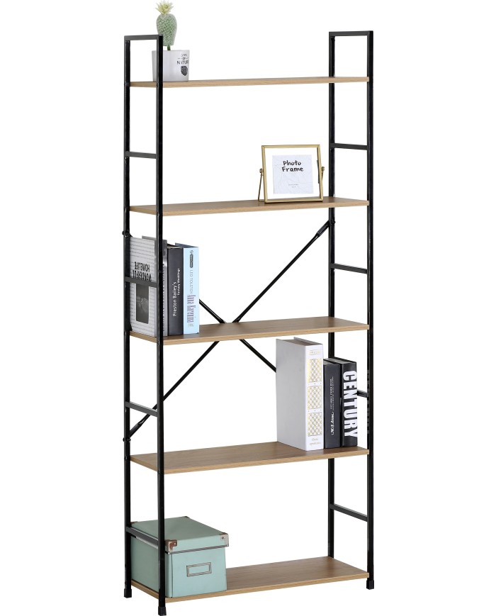 Regał loft REX-3 58.6x23.5x144cm MDF dąb artisan/metal czarny - TS INTERIOR Regał loft REX-3 58.6x23.5x144cm MDF dąb artisan/metal czarny - TS INTERIOR