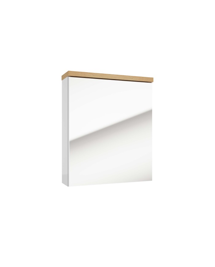 Szafka lustrzana Ronda 50cm - biały połysk, dąb złoty