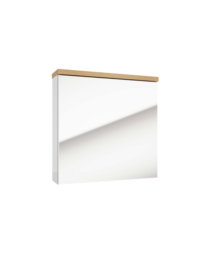 Szafka lustrzana Ronda 60cm - biały połysk, dąb złoty