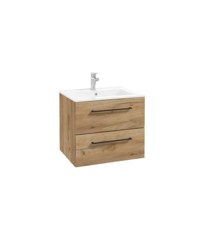 PINIA Zest szafka z umywalką 60cm - czarne uchwyty, dąb craft PINIA Zest szafka z umywalką 60cm - czarne uchwyty, dąb craft
