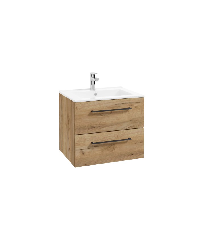 PINIA Zest szafka z umywalką 60cm - czarne uchwyty, dąb craft PINIA Zest szafka z umywalką 60cm - czarne uchwyty, dąb craft