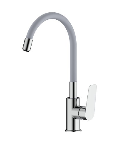 Bateria ELBA zlew stojąca elastyczna szara z końcówką chrom Bateria ELBA zlew stojąca elastyczna szara z końcówką chrom