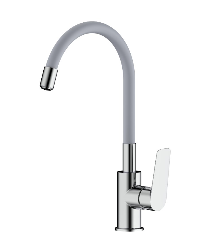 Bateria ELBA zlew stojąca elastyczna szara z końcówką chrom Bateria ELBA zlew stojąca elastyczna szara z końcówką chrom