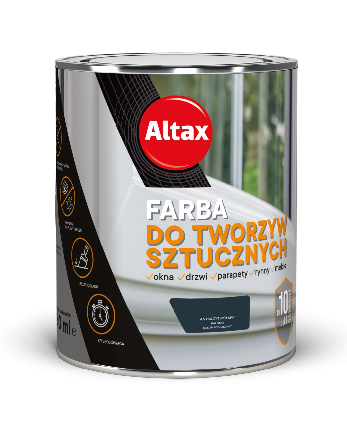 ALTAX Farba do Tworzyw Sztucznych PVC 0,75L Antracyt - Wysoka Jakość ALTAX Farba do Tworzyw Sztucznych PVC 0,75L Antracyt - Wysoka Jakość