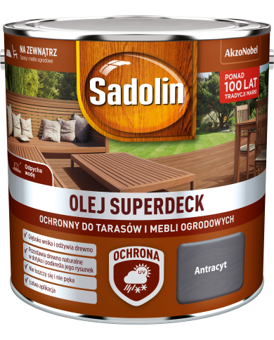 AKZO Sadolin Olej Superdeck Antracyt 2,5L - Najlepsza Ochrona Drewna AKZO Sadolin Olej Superdeck Antracyt 2,5L - Najlepsza Ochrona Drewna