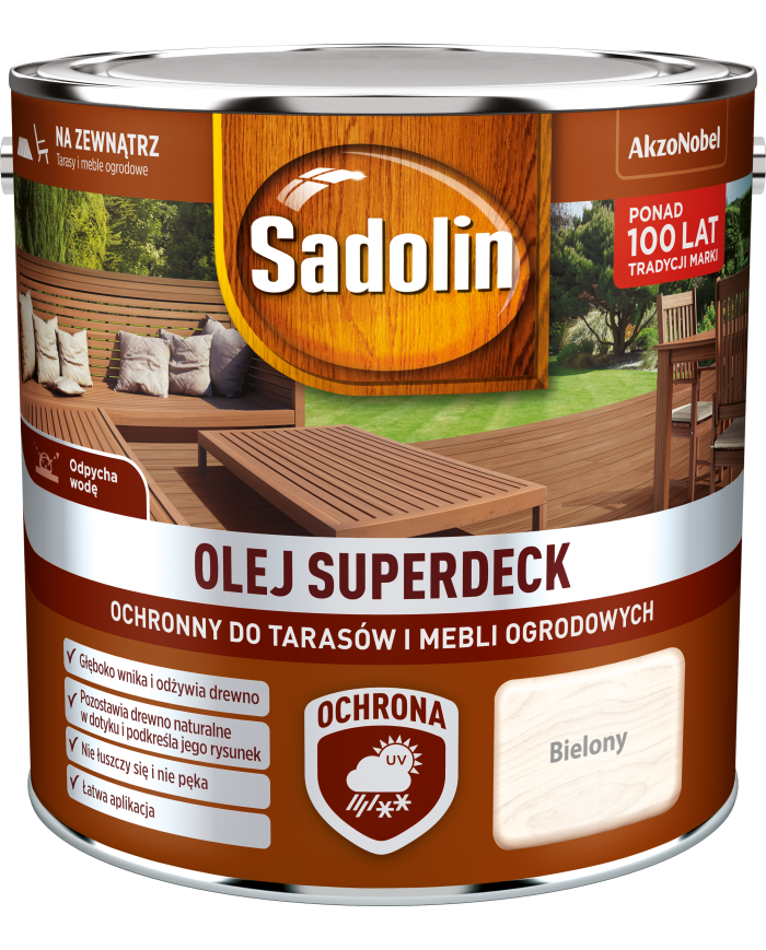 AKZO Sadolin Olej Superdeck Bielony 2,5L - Ochrona i Estetyka
