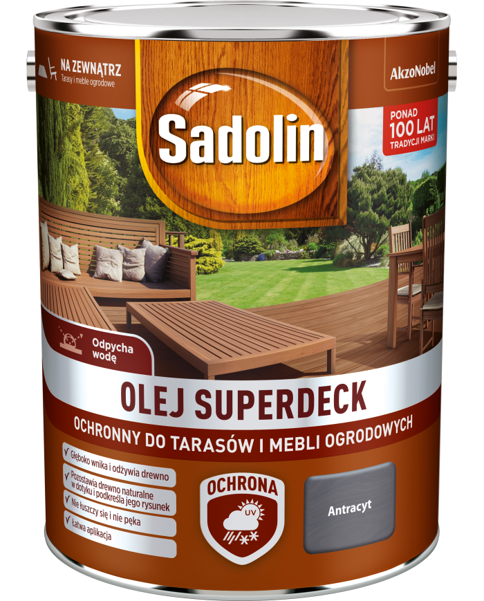 AKZO Sadolin Olej Superdeck Antracyt 5L - Ochrona i Estetyka AKZO Sadolin Olej Superdeck Antracyt 5L - Ochrona i Estetyka