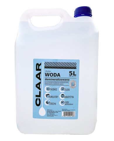 Woda demineralizowana CLAAR 5L - Czystość i jakość Woda demineralizowana CLAAR 5L - Czystość i jakość