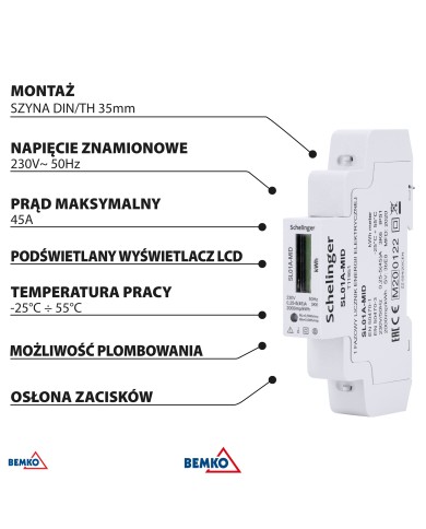 Licznik energii 1-fazowy MID Schelinger 45A - Wysoka jakość! Licznik energii 1-fazowy MID Schelinger 45A - Wysoka jakość!