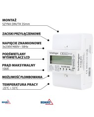 Licznik energii 3-fazowy MID Schelinger 100A - Wysoka jakość! Licznik energii 3-fazowy MID Schelinger 100A - Wysoka jakość!