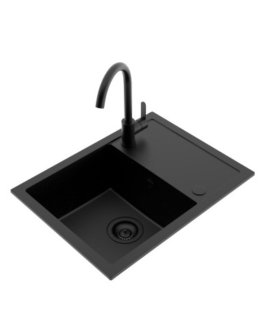 Zlew granitowy VIBE 1-kom. z krótkim ociekaczem - czarny lava stone Zlew granitowy VIBE 1-kom. z krótkim ociekaczem - czarny lava stone
