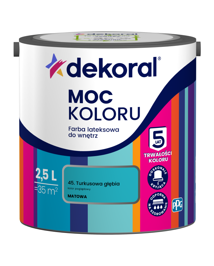 PPG MOC KOLORU Turkusowa Głębia 2,5L - Farba do Wnętrz PPG MOC KOLORU Turkusowa Głębia 2,5L - Farba do Wnętrz