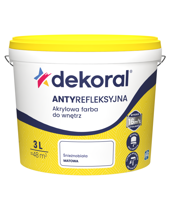 PPG POLINAK PLUS Antyrefleksyjny Akryl Śnieżnobiały 3L - Zakup Online