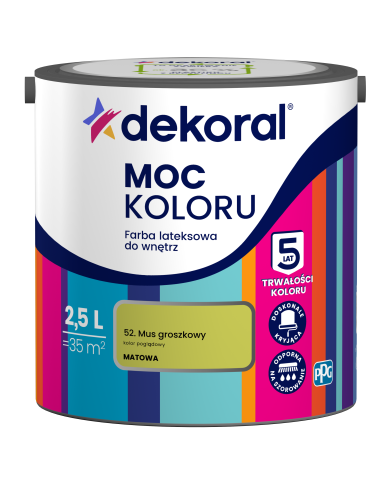 PPG MOC KOLORU mus groszkowy 2,5 L - Farba do wnętrz 2023 PPG MOC KOLORU mus groszkowy 2,5 L - Farba do wnętrz 2023