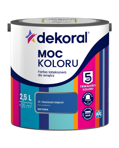 PPG MOC KOLORU Niebieski Klejnot 2,5 L - Farba do Wnętrz PPG MOC KOLORU Niebieski Klejnot 2,5 L - Farba do Wnętrz