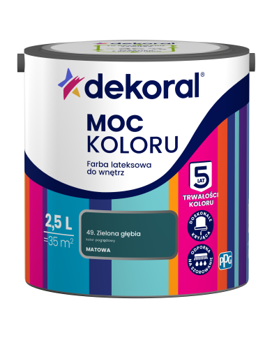 PPG MOC KOLORU Zielona Głębia 2,5 L - Farba do wnętrz PPG MOC KOLORU Zielona Głębia 2,5 L - Farba do wnętrz