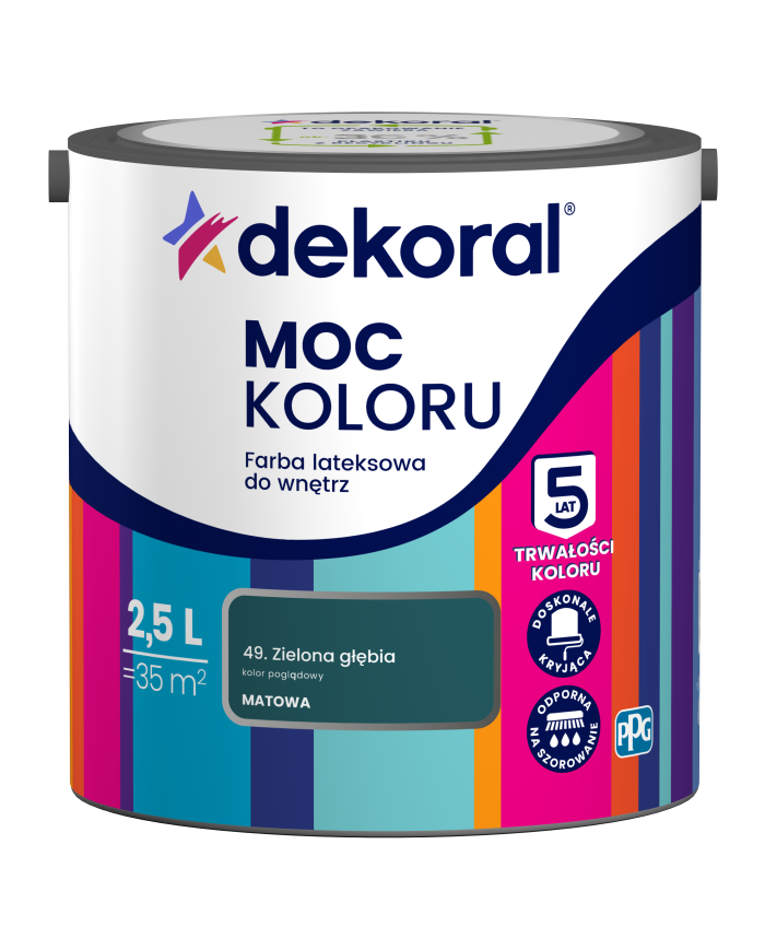 PPG MOC KOLORU Zielona Głębia 2,5 L - Farba do wnętrz PPG MOC KOLORU Zielona Głębia 2,5 L - Farba do wnętrz