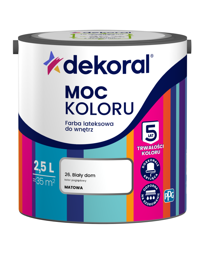 PPG MOC KOLORU Biały Dom 2,5 L - Farba o Wysokiej Jakości