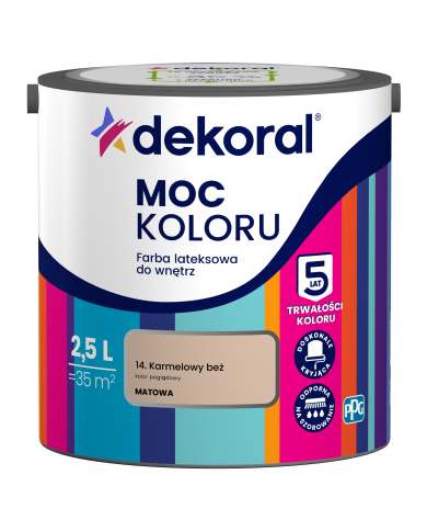 PPG MOC KOLORU Karmelowy Beż 2,5 L - Farba do wnętrz PPG MOC KOLORU Karmelowy Beż 2,5 L - Farba do wnętrz