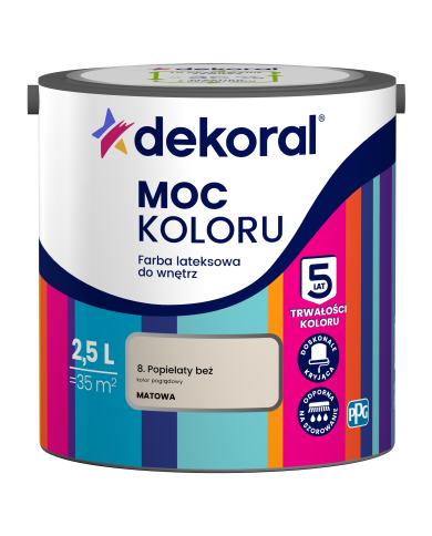 PPG MOC KOLORU Popielaty Beż 2,5 L - Farba do Wnętrz PPG MOC KOLORU Popielaty Beż 2,5 L - Farba do Wnętrz