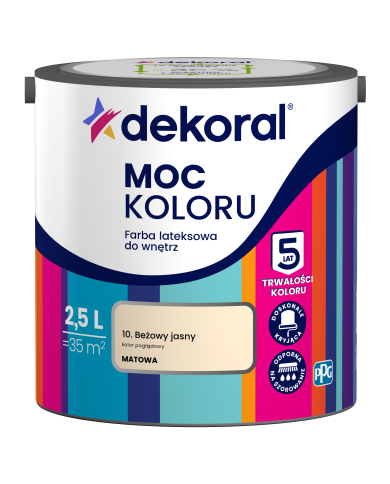 PPG MOC KOLORU Beżowy Jasny 2,5L - Farba do Wnętrz PPG MOC KOLORU Beżowy Jasny 2,5L - Farba do Wnętrz