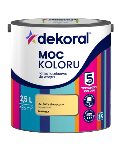 PPG MOC KOLORU Żółty Słoneczny 2,5L - Farba do Wnętrz PPG MOC KOLORU Żółty Słoneczny 2,5L - Farba do Wnętrz