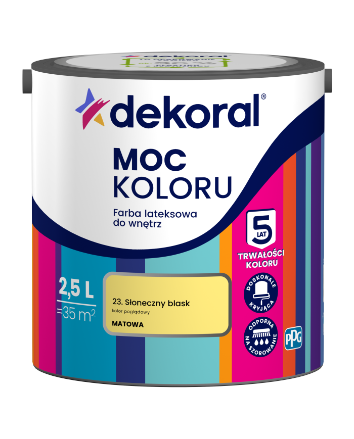 PPG MOC KOLORU Słoneczny Blask 2,5L - Farba do wnętrz PPG MOC KOLORU Słoneczny Blask 2,5L - Farba do wnętrz
