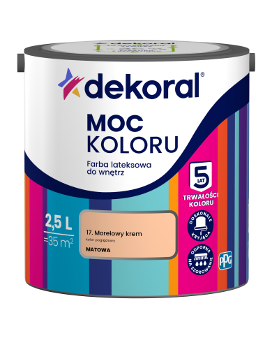 PPG MOC KOLORU morelowy krem 2,5L - Farba do wnętrz w promocji PPG MOC KOLORU morelowy krem 2,5L - Farba do wnętrz w promocji