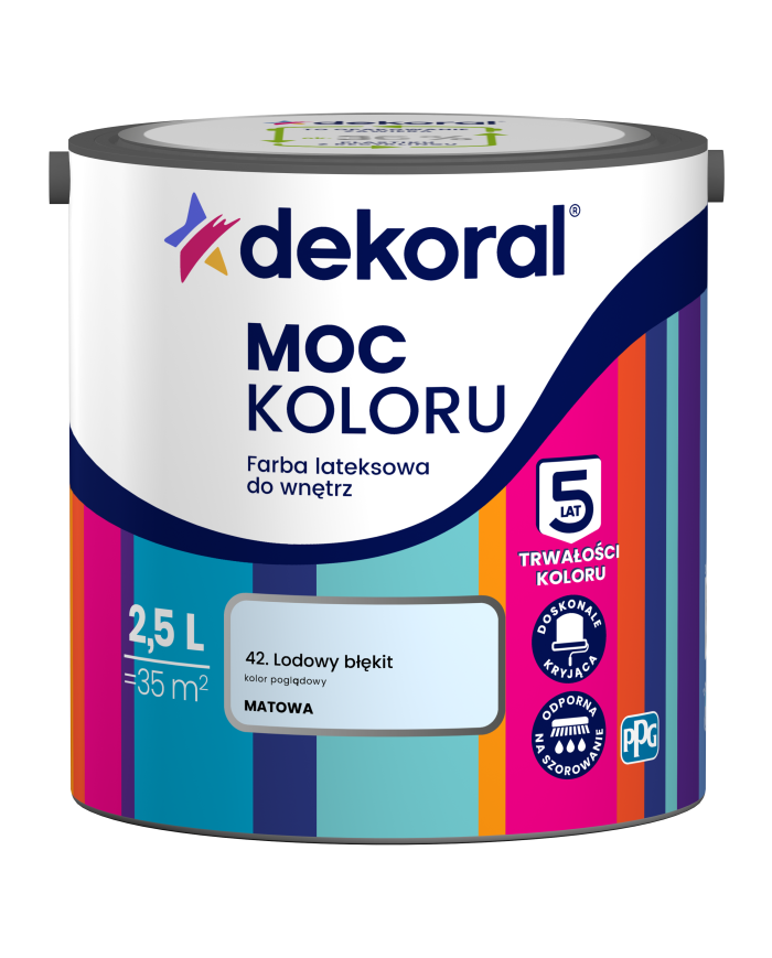 PPG MOC KOLORU Lodowy Błękit 2,5L - Farba do Wnętrz PPG MOC KOLORU Lodowy Błękit 2,5L - Farba do Wnętrz