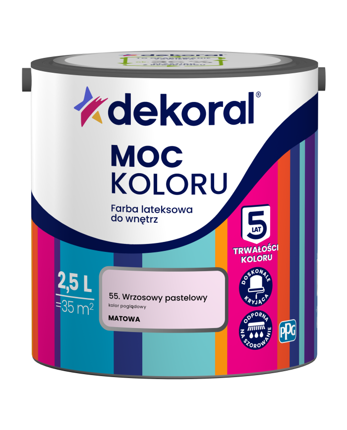 PPG MOC KOLORU Wrzosowy Pastelowy 2,5L - Farba do Wnętrz