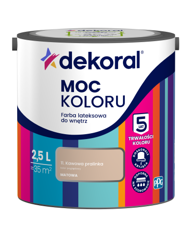 PPG MOC KOLORU Kawowa Pralinka 2,5L - Farba do wnętrz PPG MOC KOLORU Kawowa Pralinka 2,5L - Farba do wnętrz