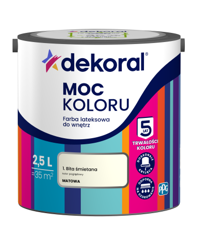 PPG MOC KOLORU Bita Śmietana 2,5L - Wysoka Jakość i Kolorystyka PPG MOC KOLORU Bita Śmietana 2,5L - Wysoka Jakość i Kolorystyka
