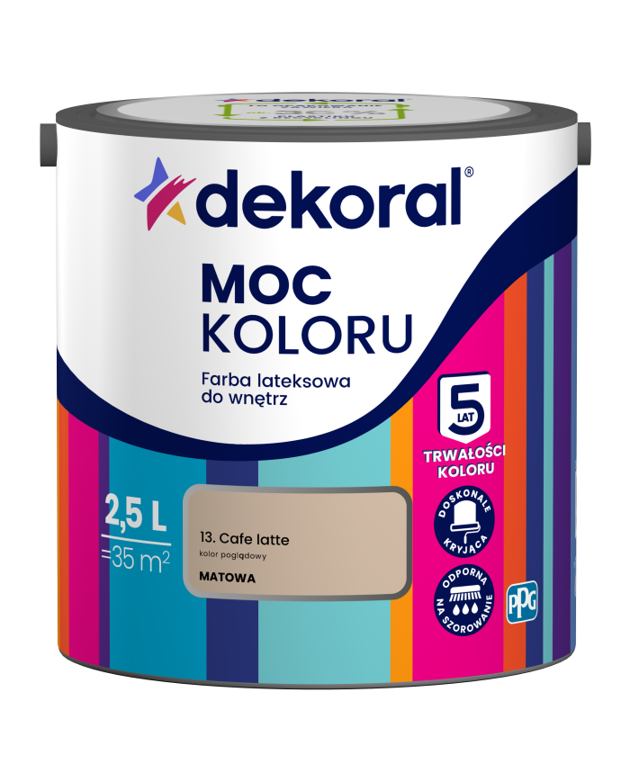 PPG MOC KOLORU Cafe Latte 2,5L - Farba do wnętrz w atrakcyjnej cenie PPG MOC KOLORU Cafe Latte 2,5L - Farba do wnętrz w atrakcyjnej cenie