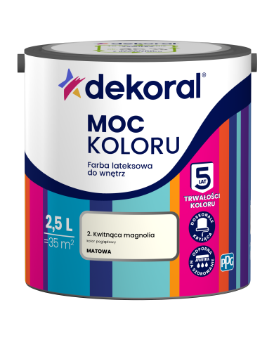 PPG MOC KOLORU - Kwitnąca Magnolia 2,5L | Farba do wnętrz PPG MOC KOLORU - Kwitnąca Magnolia 2,5L | Farba do wnętrz