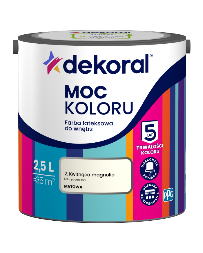 PPG MOC KOLORU - Kwitnąca Magnolia 2,5L | Farba do wnętrz PPG MOC KOLORU - Kwitnąca Magnolia 2,5L | Farba do wnętrz